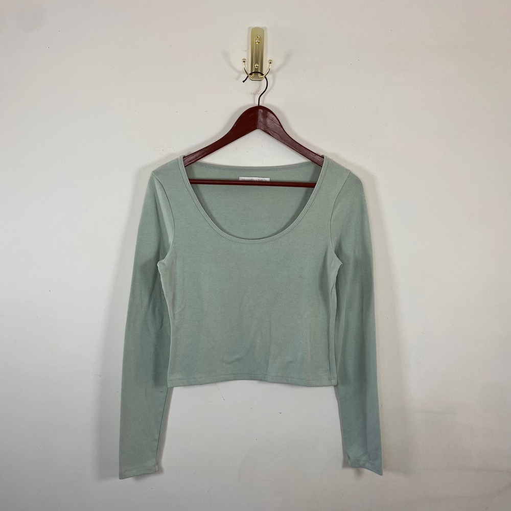 Abercrombie & Fitch Lounge Collection Scoop‎ Neck Long Sleeve Shirt Green Small